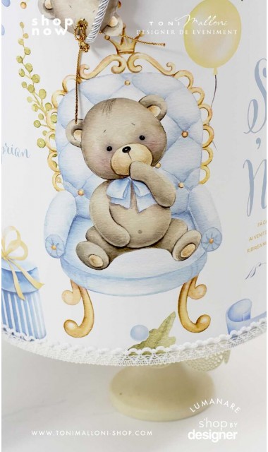 Trusou botez ursulet si broderie personalizata Teddy Bear King 1